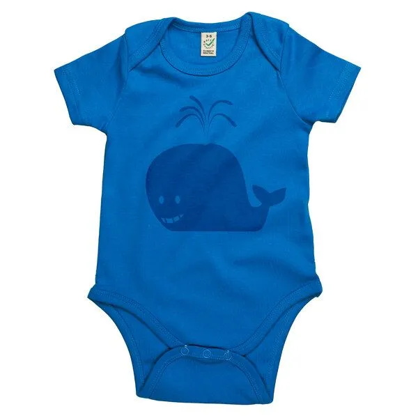 HANDGEDRUCKT HANDGEDRUCKT "Wal" Baby Body, Brightblue, – Produktbild 1 von 3