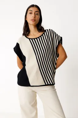SKFK SKFK Damen vegan T-Shirt Ainhoa Schwarz/Beige – Produktbild 1 von 1