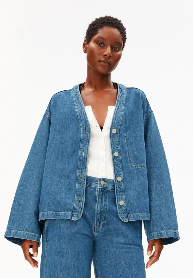 ARMEDANGELS ARMEDANGELS Jeansjacke LINO BLEND Leinen-Mix Oversized Fit, Blau, – Produktbild 1 von 5