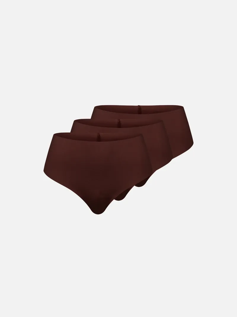 erlich textil erlich textil Casual Cotton High Waist Brazil String im 3er Pack aus Bio-Baumwolle, made in Europe, Umbra, – Produktbild 1 von 3