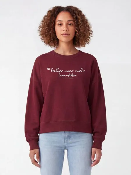watapparel watapparel Sweatshirt Frauen Früher war mehr Lametta, Burgundy, – Produktbild 2 von 2