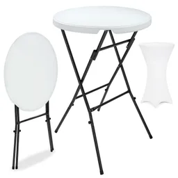 Casaria® Stehtisch Weiß mit Husse Weiß Ø72cm klappbar 110cm Höhe – Produktbild 1 von 1