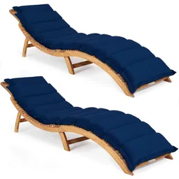 Casaria® Casaria® Faltbare Gartenliege 2er-Set Akazie FSC®-zertifiziert inkl Auflage Blau – Produktbild 1 von 1