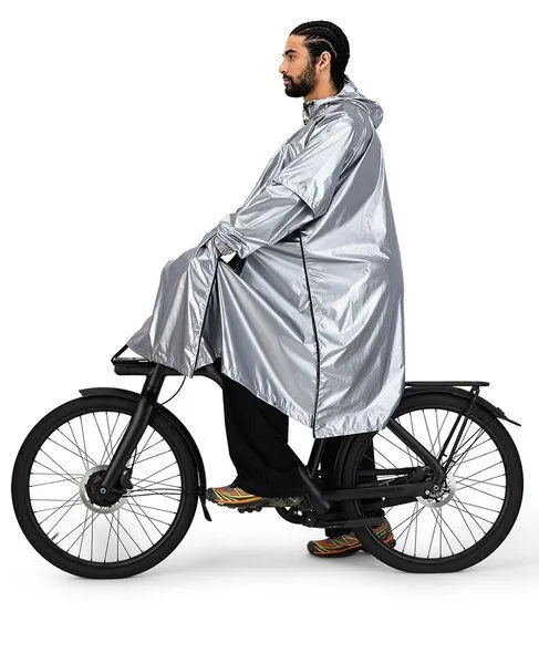 Maium Maium Vegan Regenmantel - Unisex Poncho - aus recycelten Materialien, Silber, – Produktbild 4 von 4