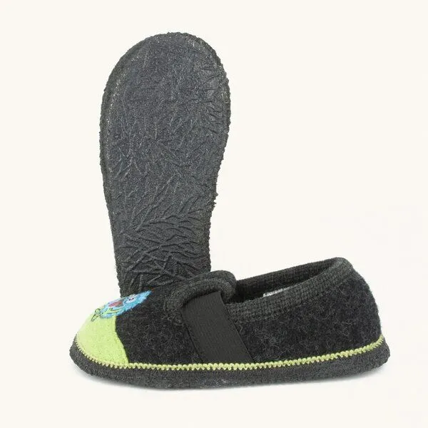 Kitz-Pichler Kitz-Pichler Bobby Floh Kinder-Hausschuh für Jungen & Mädchen aus 100% Schurwolle, Schwarz, – Produktbild 3 von 4