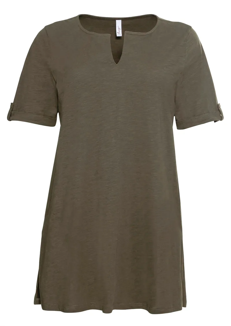 sheego Longshirt dunkeloliv, Dunkeloliv, – Produktbild 1 von 2