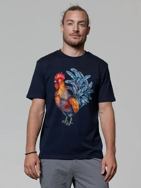 watapparel watapparel T-Shirt Unisex Grimmiger Gockel, French navy, – Produktbild 2 von 4