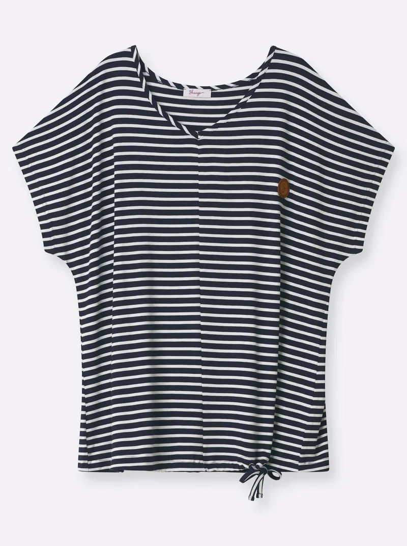 sheego Ringelshirt tiefblau-weiß-gestreift, Tiefblau-weiß-gestreift, – Produktbild 2 von 2