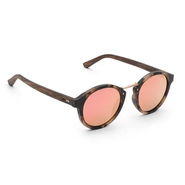 TAKE A SHOT TAKE A SHOT Runde Sonnenbrille aus Holz für Damen und Herren, Rose (havanna / walnuss / rose), – Produktbild 2 von 4