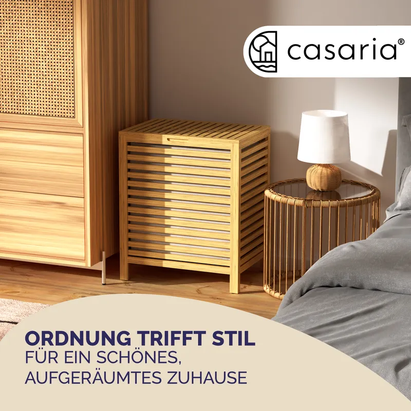 Casaria® Wäschekorb Bambus 62L Wäschesack herausnehmbar, Braun, – Produktbild 2 von 2