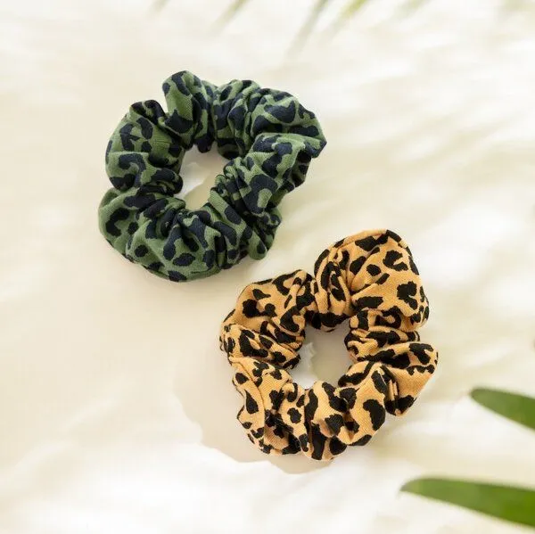 Orbasics Orbasics Zero Waste Scrunchies I Organic Cotton, Chocolate jungle/camel jungle, – Produktbild 2 von 3