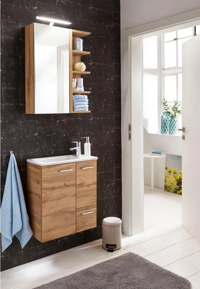 Schildmeyer Spiegelschrank Spiegelschrank,melaminharzbeschichtet, Made in Germany, B: 50 cm Solide Verarbeitung - Dieses Produkt ist in Deutschland gefertigt, Beige, – Produktbild 4 von 5