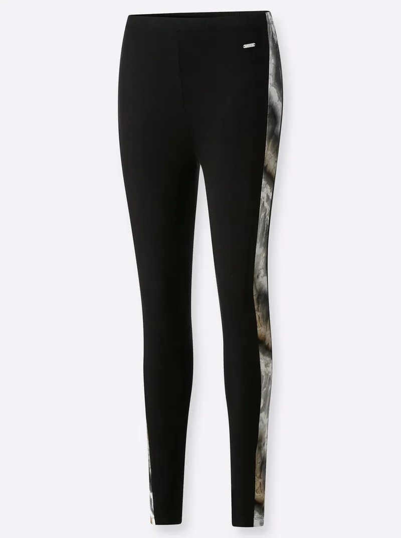feel good Leggings schwarz-camel, Schwarz-camel, – Produktbild 1 von 2