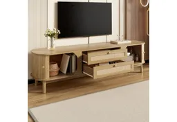 Odikalo TV-Schrank Sideboard Lowboard TV-Ständer mit Türen Schubladen Rattan Seiten Natur 170 L x 39,5 B x46 H(cm) – Produktbild 1 von 1