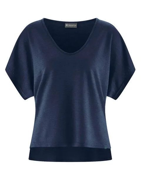 HempAge HempAge Hanf mit V-Ausschnitt, Navy, – Produktbild 1 von 2