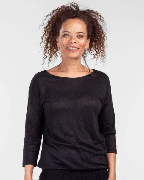 Alma & Lovis Alma & Lovis Sommer Leinenshirt aus Leinen-Jersey | Linen Pure, Schwarz, – Produktbild 1 von 4
