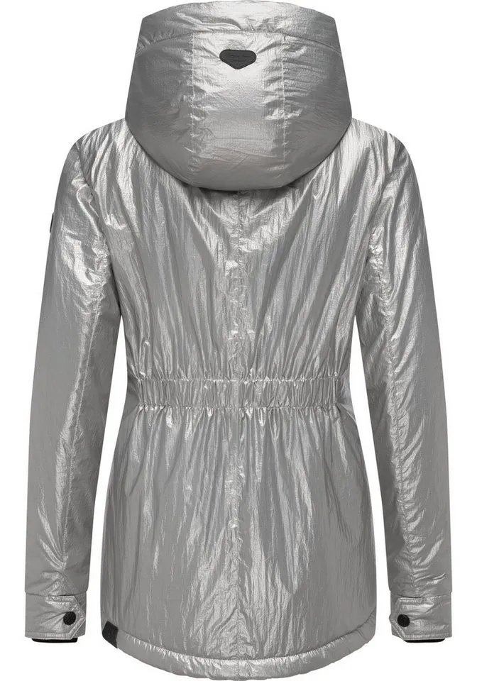 ragwear ragwear Winterjacke Monadde Bling Glänzende warme Jacke mit Kapuze, Grau, – Produktbild 5 von 5