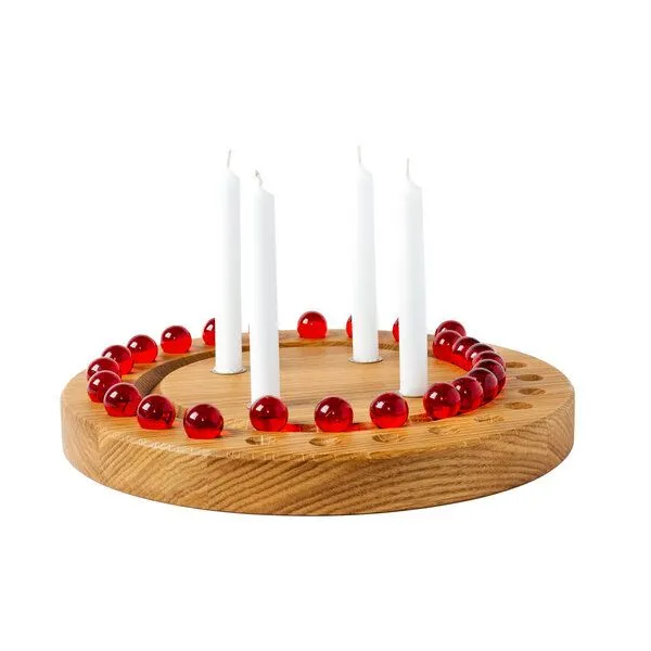 klotzaufklotz klotzaufklotz Adventskalender und Adventskranz mit Baumkerzen, Rot, – Produktbild 3 von 8