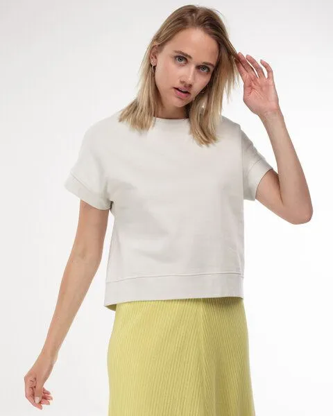 Alma & Lovis Alma & Lovis Kurzarmsweat aus Bio-Baumwolle | Cosy Shirt, Ecru (weiß), – Produktbild 4 von 4