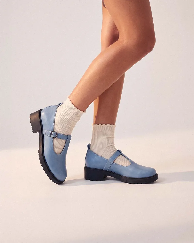 BOHEMA BOHEMA Damen vegan Schuhe Mary Jane Curtsy Babyblau, Blau, – Produktbild 1 von 2
