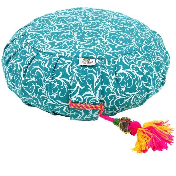 Lotus Design® Meditationskissen RAJA-ZAFU Lotus Design® - Bio-Buchweizenschalen, Türkis, – Produktbild 1 von 4