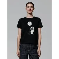 watapparel watapparel T-Shirt Frauen Kleiner Astronaut mit Luftballon, Black, – Produktbild 1 von 1