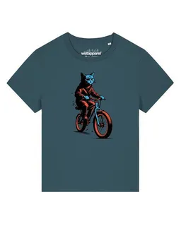 watapparel watapparel T-Shirt Frauen Katze auf Fahrrad – Produktbild 1 von 1