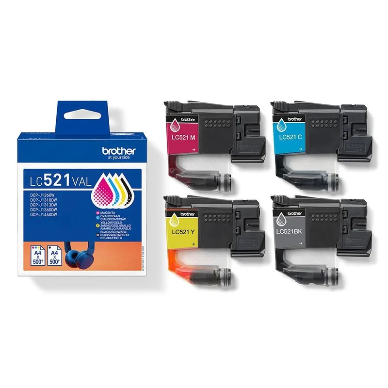 Brother Brother 4er-Set Tintenpatrone LC-521BK/C/M/Y schwarz, cyan, magenta, gelb – Produktbild 3 von 3