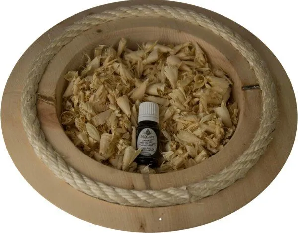 ReineNatur ReineNatur Zirbenholz-Set - Schale mit Sisalring ca. Ø 30cm - Zirben Öl 10ml – Rollenspäne ca.100g – Produktbild 1 von 3