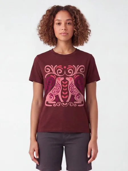 watapparel watapparel T-Shirt Frauen Hundeliebe, Burgundy, – Produktbild 2 von 3