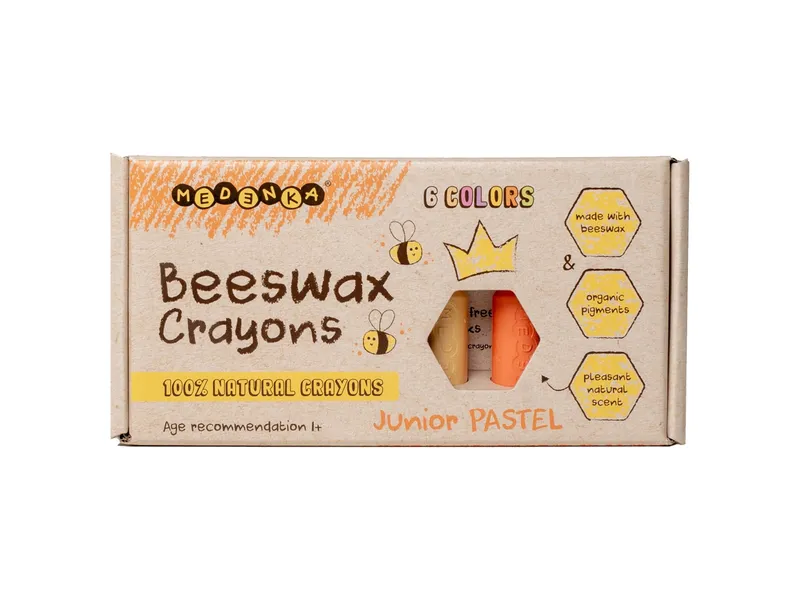 Medenka Medenka Bienen Wachsmalstifte Junior, 6 Stifte Maße Stift 6 cm, Durchmesser 2 cm, Mehrfarbig, – Produktbild 1 von 2