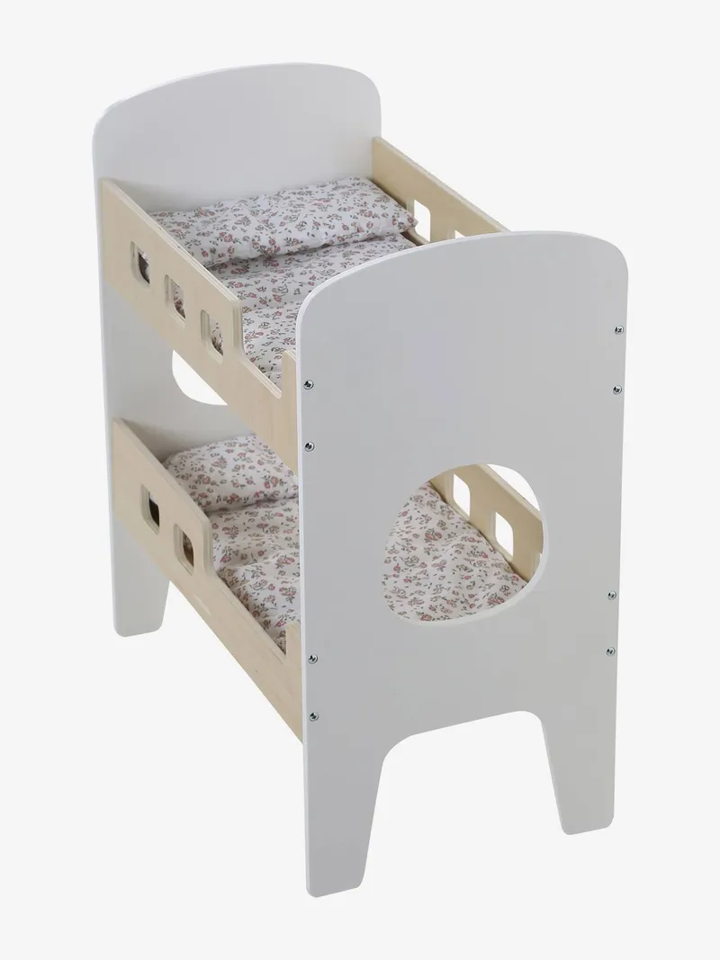 Vertbaudet Vertbaudet Puppenbett Etagenbett aus Holz FSC® mit Bettwäsche Träumerei, Weiß, – Produktbild 4 von 4