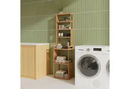 en.casa Standregal, »Forssa« Badregal Bambus Küchenregal 165 x 42 x 28 cm Natur – Produktbild 1 von 1