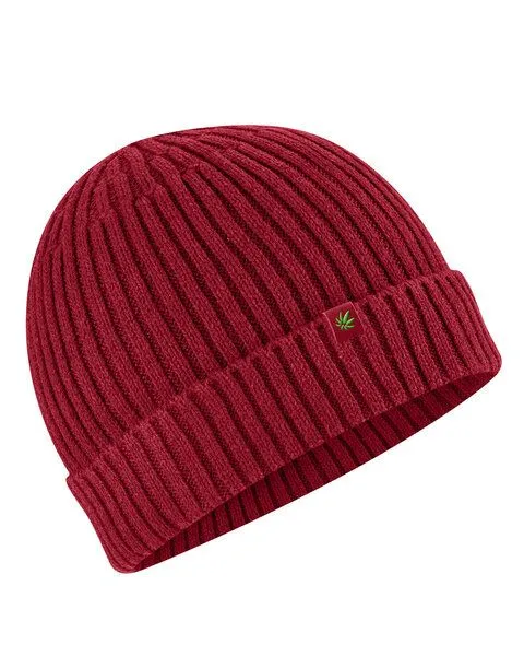 HempAge HempAge Strickmütze recycled Hanf/Biobaumwolle, Ruby (rot), – Produktbild 3 von 3