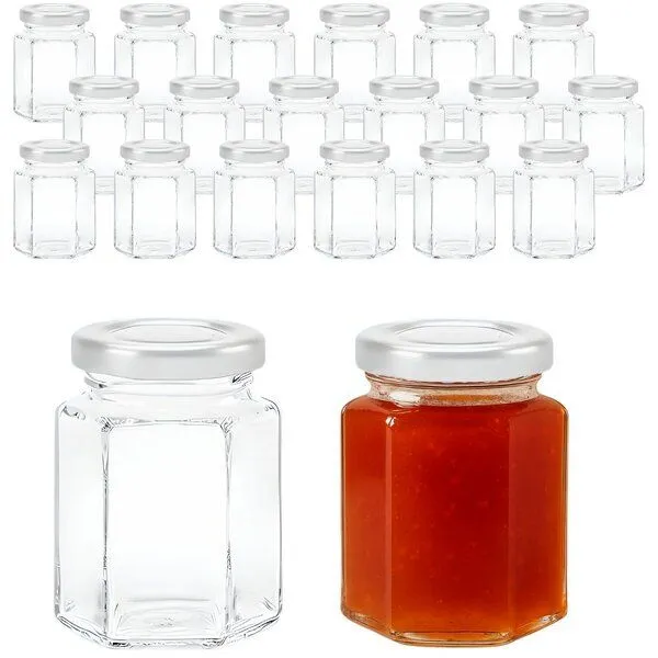 mikken mikken 20 kleine Marmeladengläser 110 ml Einmachgläser mit Schraubdeckel, Weiss, – Produktbild 1 von 3