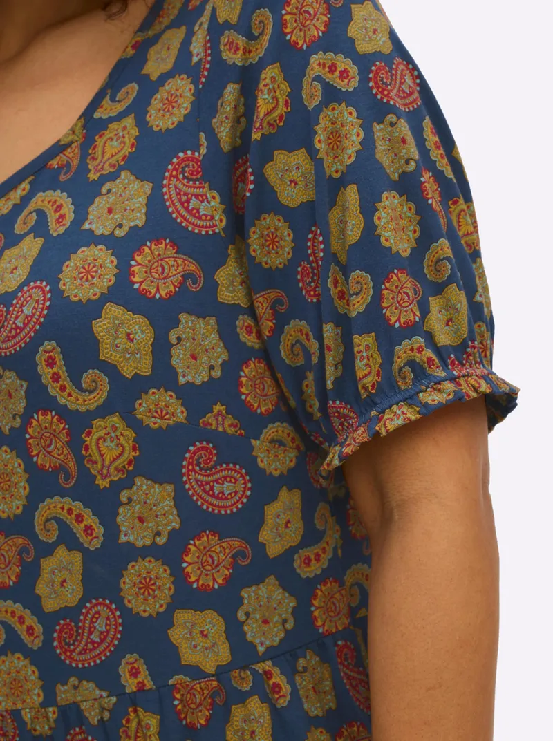 sheego Jerseykleid, Tiefblau-ozean-bedruckt, – Produktbild 2 von 2