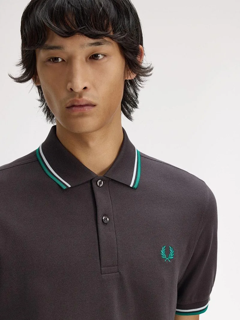Fred Perry Fred Perry Polo Twin Tipped M3600 Grau 85B - Größe L, Grau, – Produktbild 3 von 5