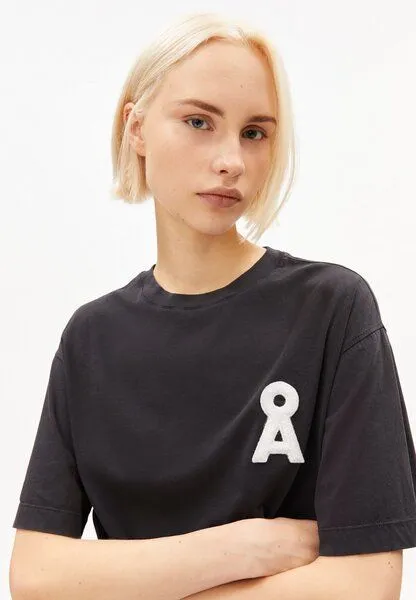 ARMEDANGELS ARMEDANGELS DRAWSTRING Damen T-Shirt aus 100% Bio-Baumwolle, Dark steel, – Produktbild 3 von 4