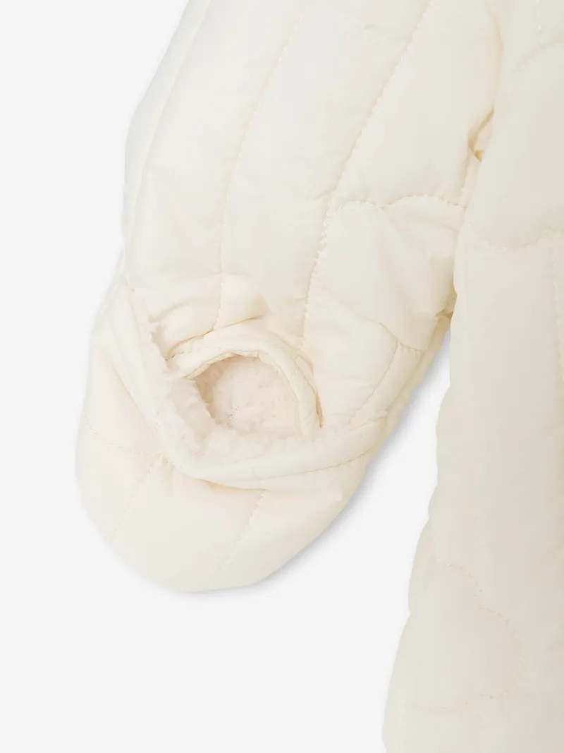 Vertbaudet Baby Winteroverall mit Wolken-Steppung und Kapuze, Wollweiß, – Produktbild 4 von 4