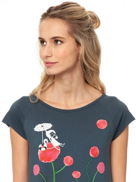 FellHerz FellHerz Damen T-Shirt Sundowner Bio Fair, Thundercloud (blau), – Produktbild 2 von 4