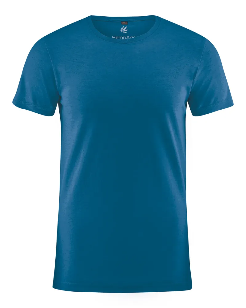 HempAge Hempage Herren vegan T-Shirt Slim Fit Meerblau, Blau, – Produktbild 1 von 2