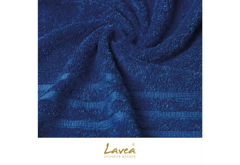 Lavea Badematte Bali Badvorleger Duschvorleger 50x80cm, Badteppich, Höhe 20 mm, Walkfrottee, mit Bordüre, plegeleicht, beidseitig nutzbar, strapazierfähig, Bio-Baumwolle, rechteckig, 1-tlg., Handtuch 850 g/m² Frottierqualität, saugstark, GOTS-zertifiziert, Blau, – Produktbild 5 von 5