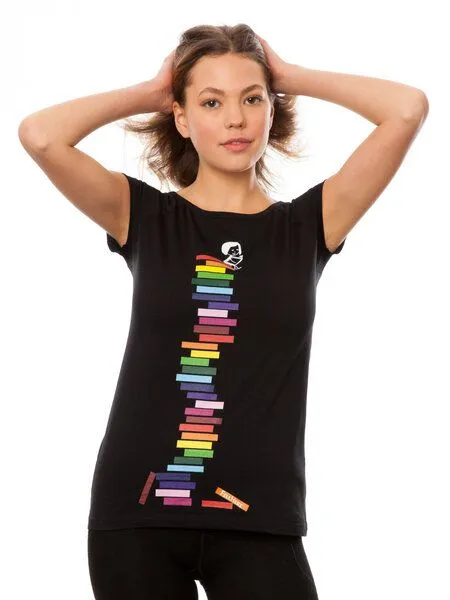 FellHerz FellHerz Damen T-Shirt Books Girl Bio Fair, Black (schwarz), – Produktbild 2 von 4