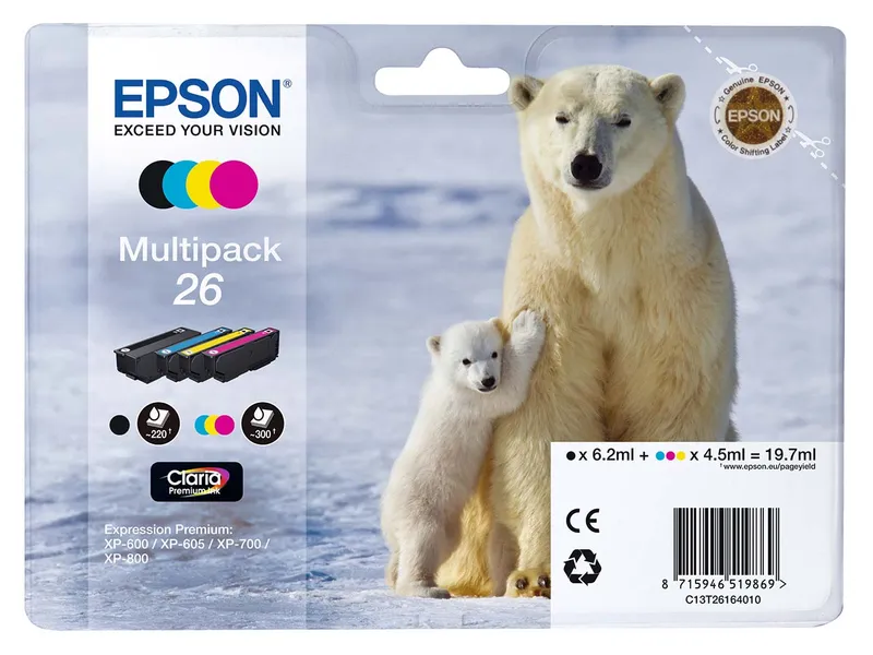Epson Epson Tintenpatronen T2616/ 26 schwarz, cyan, magenta, gelb, 4er-Set – Produktbild 2 von 2