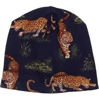 Walkiddy Beanie Dunkelblau Tiger & Leopard Allover Bio-Baumwolle GOTS weich – Walkiddy – Produktbild 1 von 1