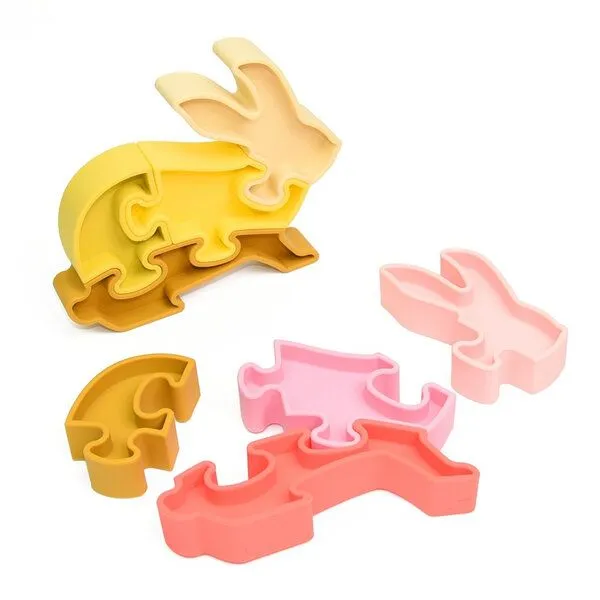 PETIKIDS PETIKIDS Montessori-Lernspielzeug – 3D-Puzzle „Hase“ aus Silikon, Gelb, – Produktbild 3 von 4