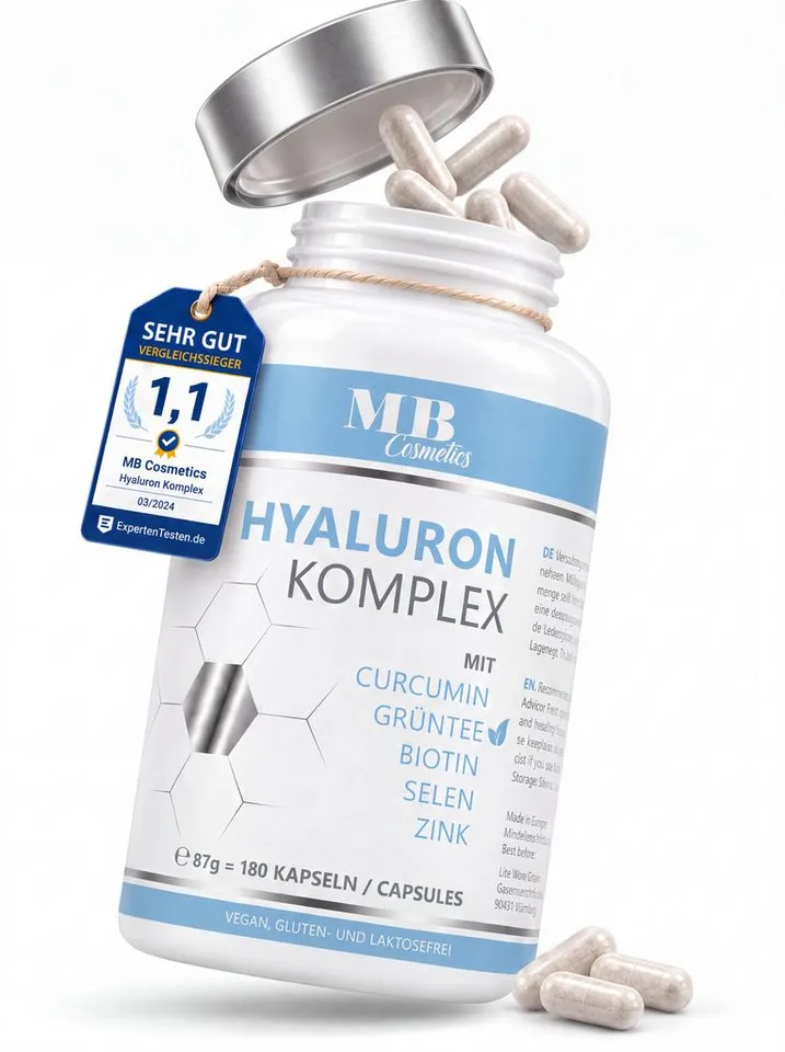 Medical Beauty Cosmetics Hyaluron Komplex 600mg mit Grüntee, Biotin, Selen, Curcumin 180 Kapseln, 1 er Packung à 79 g, Vegan, hochdosiert & laborgeprüft, 3-Monats-Vorrat – Produktbild 2 von 5