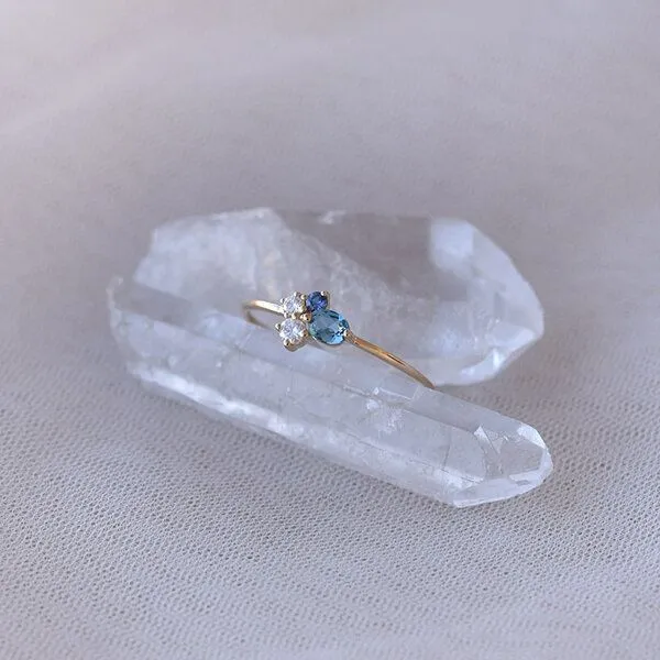 Eppi Eppi Goldener Cluster-Ring mit Topas, Saphir und Moissanit Avah, Rosa, – Produktbild 4 von 4