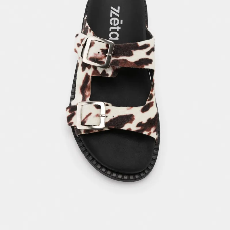 Zèta Zèta Herren vegan Sandalen Praia Cow Print Strand, Weiß, – Produktbild 2 von 2