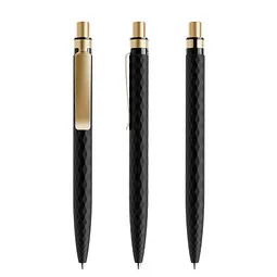 prodir prodir® Druckkugelschreiber QS01 PQS Push, blaue Mine, kohlschwarz/gold satiniert, Schwarz / gold, – Produktbild 1 von 1